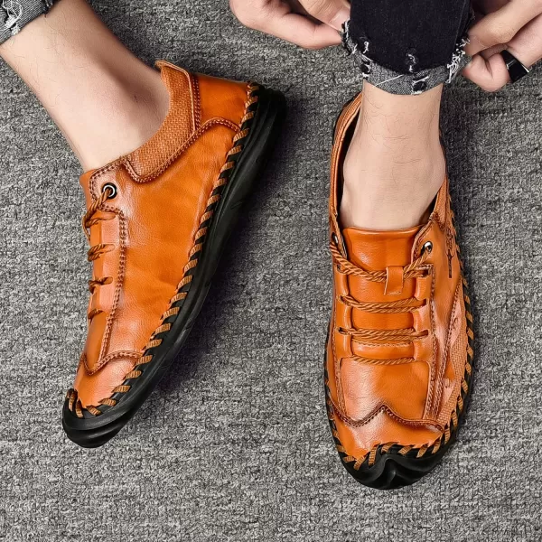Mens Shoes Casual Fashion Oxfords Shoes LaceUp Leather Driving Shoes Comfortable Work Dress Walking Shoes for Men OutdoorRedBrown