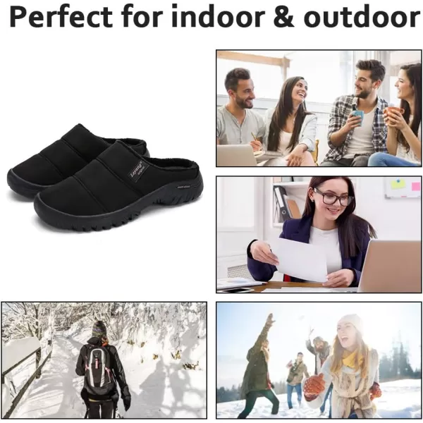 Women Winter Warm Slippers House Slippers with Fuzzy Plush Lining Slip On Breathable NonSlip Shoesnbspfor Indoor OutdoorBlacka