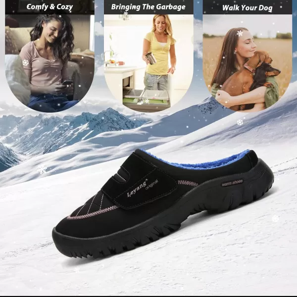 Women Winter Warm Slippers House Slippers with Fuzzy Plush Lining Slip On Breathable NonSlip Shoesnbspfor Indoor OutdoorBlackc