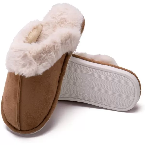 Women Winter Warm Slippers House Slippers with Fuzzy Plush Lining Slip On Breathable NonSlip Shoesnbspfor Indoor OutdoorKhakiz