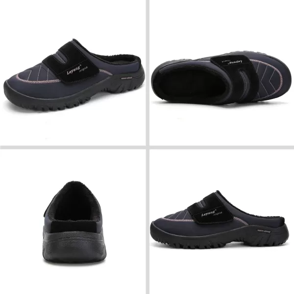 Women Winter Warm Slippers House Slippers with Fuzzy Plush Lining Slip On Breathable NonSlip Shoesnbspfor Indoor OutdoorNavyb