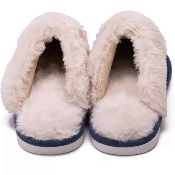 Women Winter Warm Slippers House Slippers with Fuzzy Plush Lining Slip On Breathable NonSlip Shoesnbspfor Indoor OutdoorNavyz