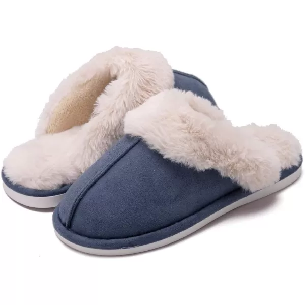 Women Winter Warm Slippers House Slippers with Fuzzy Plush Lining Slip On Breathable NonSlip Shoesnbspfor Indoor OutdoorNavyz