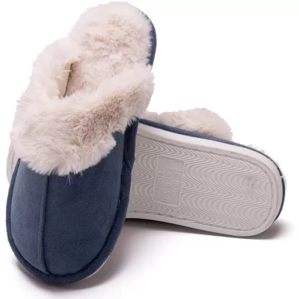 Women Winter Warm Slippers House Slippers with Fuzzy Plush Lining Slip On Breathable NonSlip Shoesnbspfor Indoor OutdoorNavyz