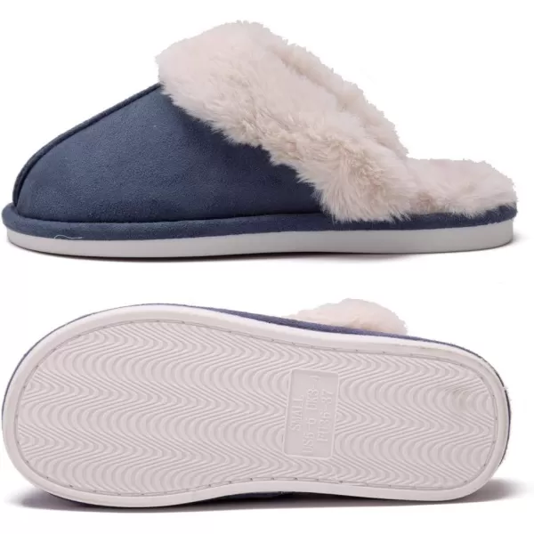 Women Winter Warm Slippers House Slippers with Fuzzy Plush Lining Slip On Breathable NonSlip Shoesnbspfor Indoor OutdoorNavyz