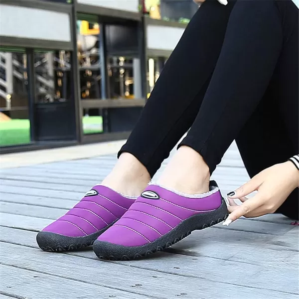 Women Winter Warm Slippers House Slippers with Fuzzy Plush Lining Slip On Breathable NonSlip Shoesnbspfor Indoor OutdoorPurple