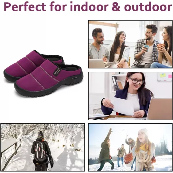 Women Winter Warm Slippers House Slippers with Fuzzy Plush Lining Slip On Breathable NonSlip Shoesnbspfor Indoor OutdoorPurplea