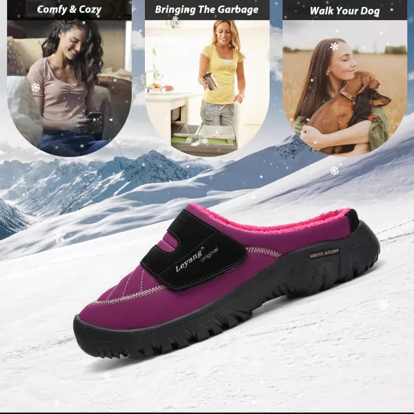 Women Winter Warm Slippers House Slippers with Fuzzy Plush Lining Slip On Breathable NonSlip Shoesnbspfor Indoor OutdoorPurpleb