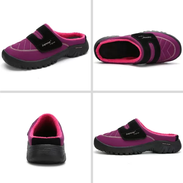 Women Winter Warm Slippers House Slippers with Fuzzy Plush Lining Slip On Breathable NonSlip Shoesnbspfor Indoor OutdoorPurpleb