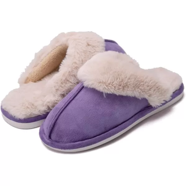 Women Winter Warm Slippers House Slippers with Fuzzy Plush Lining Slip On Breathable NonSlip Shoesnbspfor Indoor OutdoorPurplez