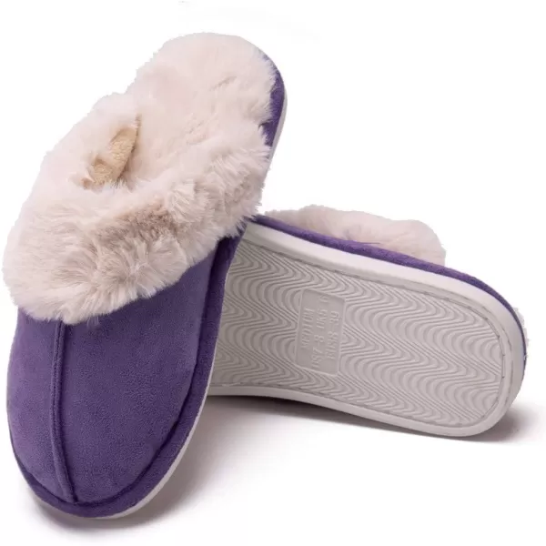 Women Winter Warm Slippers House Slippers with Fuzzy Plush Lining Slip On Breathable NonSlip Shoesnbspfor Indoor OutdoorPurplez