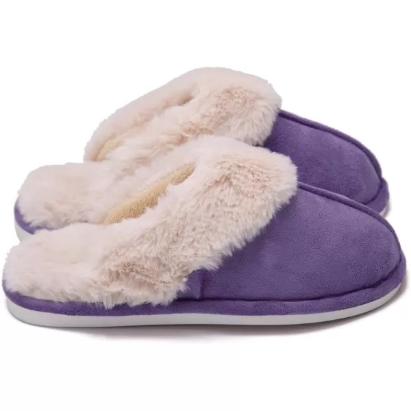 Women Winter Warm Slippers House Slippers with Fuzzy Plush Lining Slip On Breathable NonSlip Shoesnbspfor Indoor OutdoorPurplez