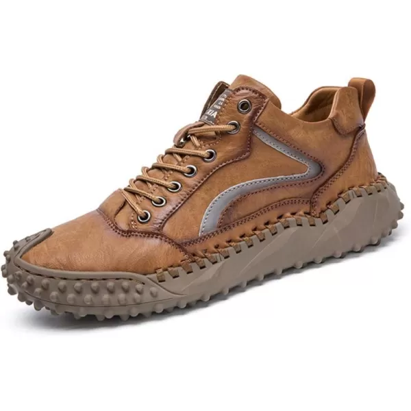 Dacomfy Mens Casual Shoes Fashion Sneakers Dress Shoes Comfortable Walking Hiking Shoes Lace Up Leather Oxfords for MenBrowna