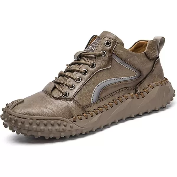 Dacomfy Mens Casual Shoes Fashion Sneakers Dress Shoes Comfortable Walking Hiking Shoes Lace Up Leather Oxfords for MenKhakia