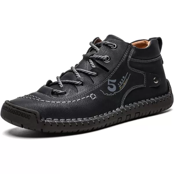 Dacomfy Mens Casual Shoes SlipOn Loafers Ankle Boots Hand Stitching Chukka Boots Laceup Driving Walking Leather ShoesBlack1