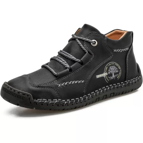 Dacomfy Mens Casual Shoes SlipOn Loafers Ankle Boots Hand Stitching Chukka Boots Laceup Driving Walking Leather ShoesBlack2
