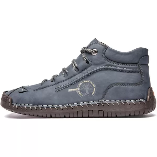 Dacomfy Mens Casual Shoes SlipOn Loafers Ankle Boots Hand Stitching Chukka Boots Laceup Driving Walking Leather ShoesBlue