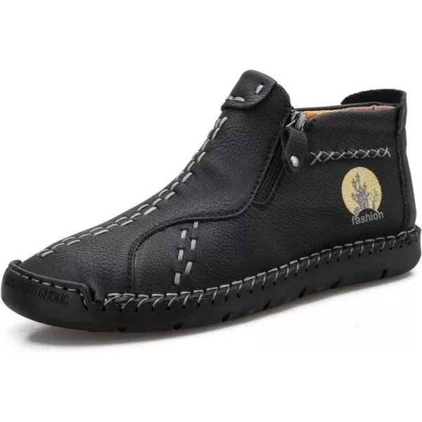 Dacomfy Mens Shoes Slip On Casual Loafers Fashion Oxfords Shoes Leather Ankle Chukka Boots Comfy Outdoor Walking Driving Shoes Pu Leather Mens Boots Brown Black Khaki GreenBlack
