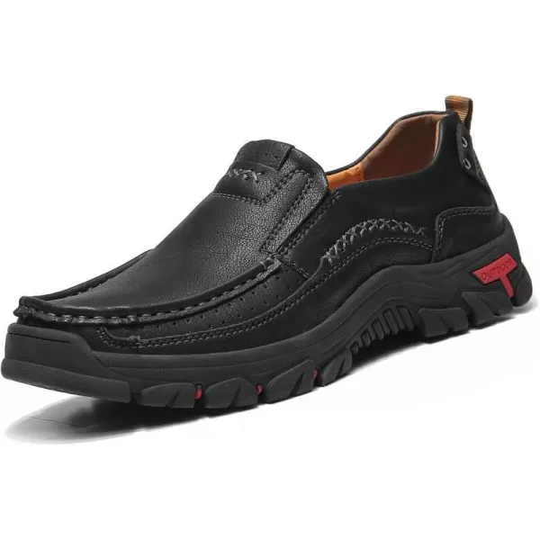 Lazzy Loafers for Men Slip On Casual Shoes Leather Outdoor Driving Boat ShoeBlack