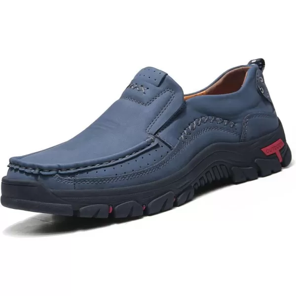 Lazzy Loafers for Men Slip On Casual Shoes Leather Outdoor Driving Boat ShoeBlue