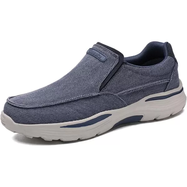 Lazzy Mens Casual Loafers Slip On Boat Shoes Canvas Fashion Shoes Breathable Oxfords Comfortable Stretch SneakersBlue