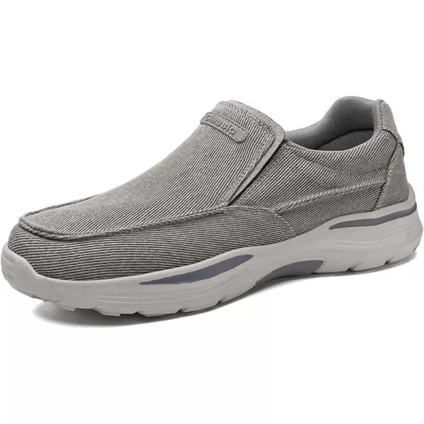 Lazzy Mens Casual Loafers Slip On Boat Shoes Canvas Fashion Shoes Breathable Oxfords Comfortable Stretch SneakersGrey