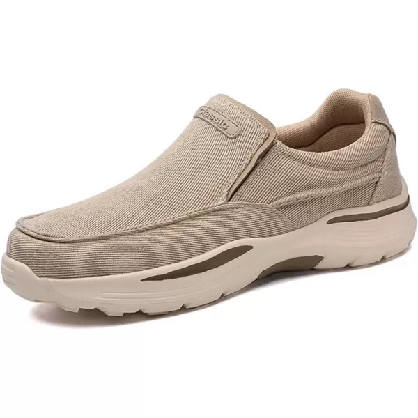 Lazzy Mens Casual Loafers Slip On Boat Shoes Canvas Fashion Shoes Breathable Oxfords Comfortable Stretch SneakersKhaki