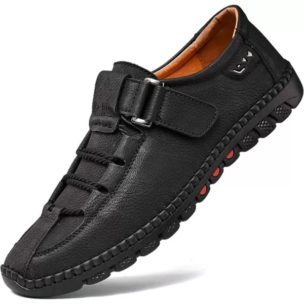 Lazzy Mens Casual Loafers Slip on Shoes Breathable Leather Oxford Comfortable Driving Walking Shoes for MenBlack