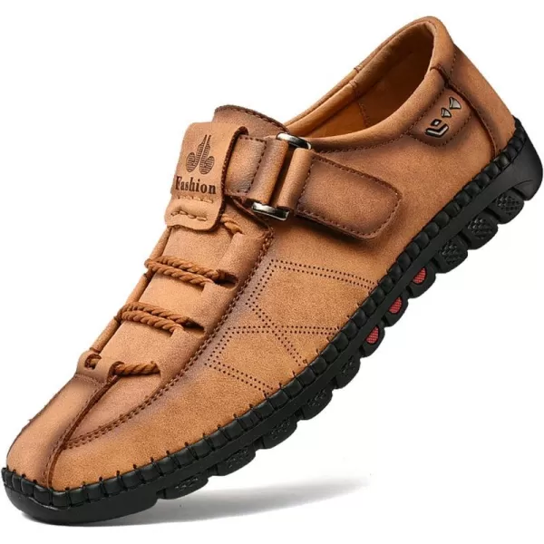 Lazzy Mens Casual Loafers Slip on Shoes Breathable Leather Oxford Comfortable Driving Walking Shoes for MenBrown
