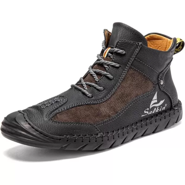 Lazzy Mens Casual Shoes Ankle Chukka Boots Leather Dress Boots Lace Up Lightweight Sneakers Walking Shoes for MenBlack