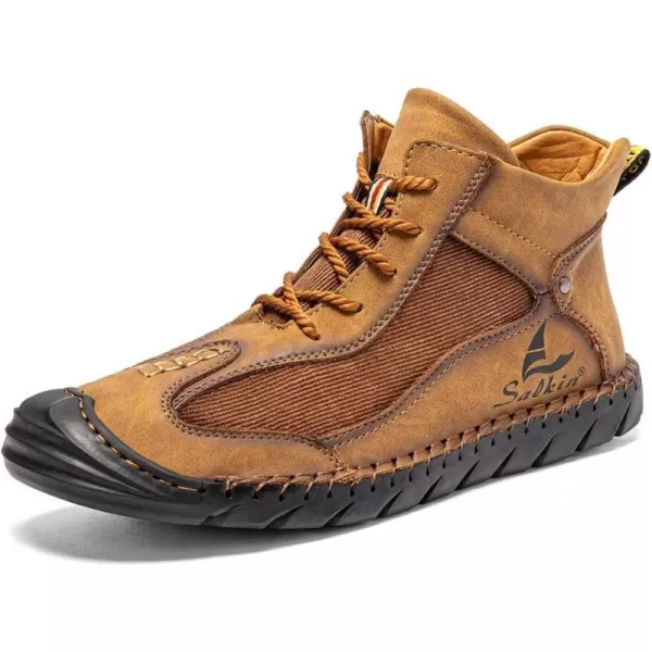 Lazzy Mens Casual Shoes Ankle Chukka Boots Leather Dress Boots Lace Up Lightweight Sneakers Walking Shoes for MenBrown