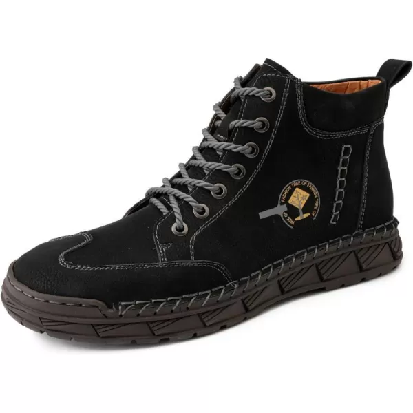 Lazzy Mens Casual Shoes Chukka Boots LaceUp Motorcycle Ankle Boots Fashion Dress Oxfords Leather Shoes for MenBlack