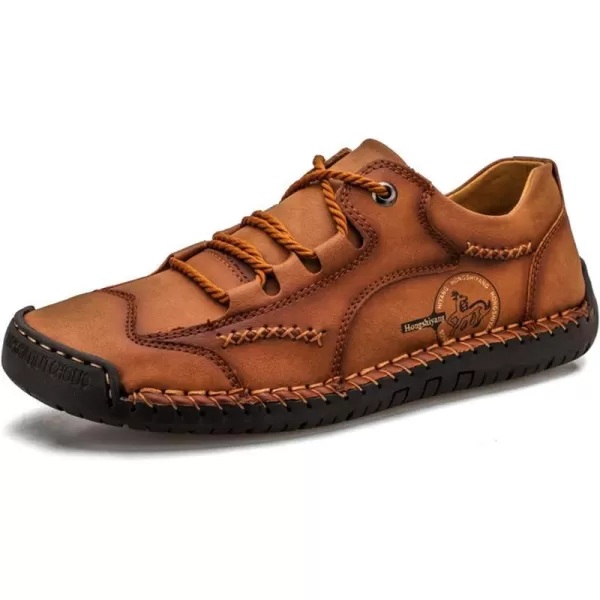 Lazzy Mens Casual Shoes Driving Slip on Loafers Outdoor Walking Shoes Lightweight Leather Oxford Casual Dress Shoes for MenRedBrown