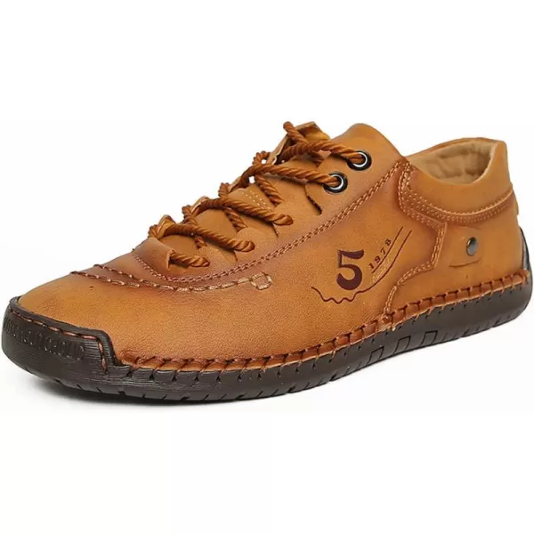 Lazzy Mens Casual Shoes Driving Slip on Loafers Outdoor Walking Shoes Lightweight Leather Oxford Casual Dress Shoes for MenYellow