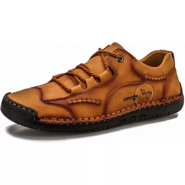 Lazzy Mens Casual Shoes Driving Slip on Loafers Outdoor Walking Shoes Lightweight Leather Oxford Casual Dress Shoes for MenYellow Brown