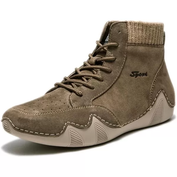 Lazzy Mens Casual Shoes Fashion Sneaker Boots NonSlip Ankle Boot High Top Walking Shoes Lightweight Outdoor Shoes for MenKhaki