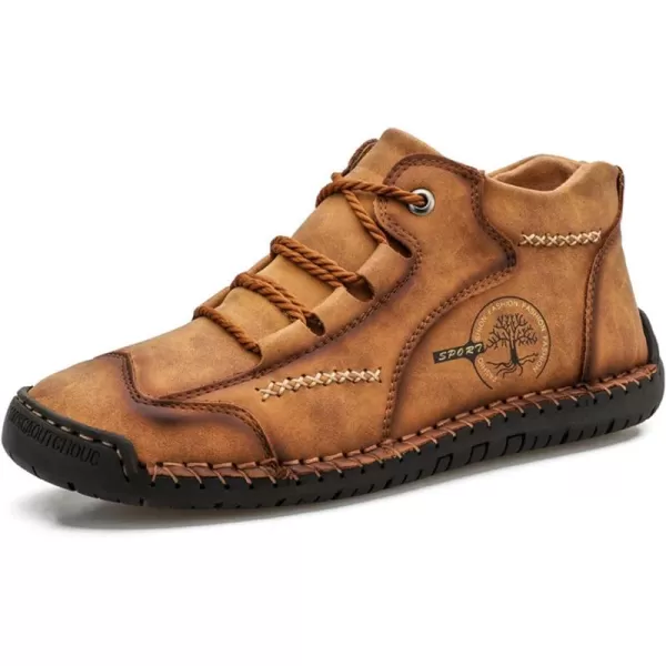 Lazzy Mens Casual Shoes Vintage Ankle Chukka Boots Pu Leather Loafers Shoes Soft Comfort Walking Driving Shoes Black Brown Khaki GreenYellow