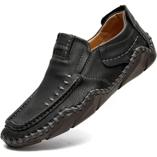 Lazzy Mens Casual Slip On Loafers Leather Dress Shoes Driving Walking Oxfords Moccasins Boat Shoes for MenBlack