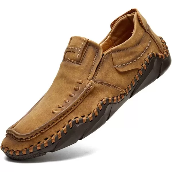 Lazzy Mens Casual Slip On Loafers Leather Dress Shoes Driving Walking Oxfords Moccasins Boat Shoes for MenBrown
