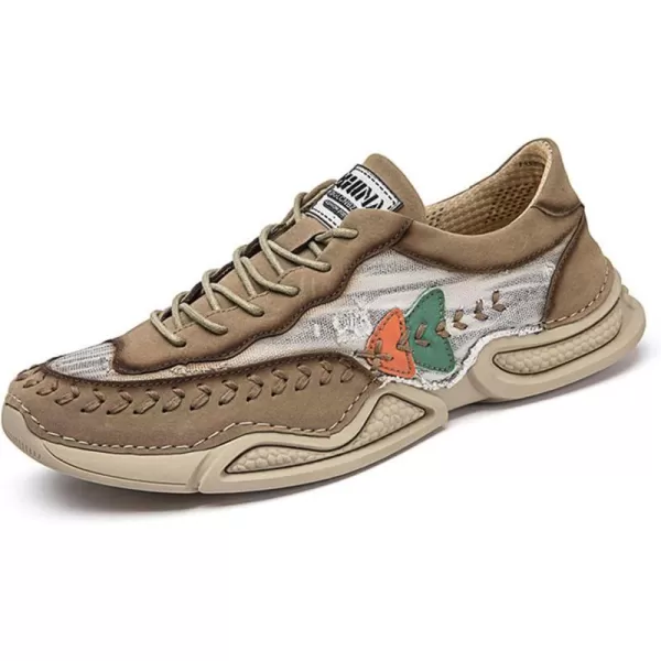 Lazzy Mens Fashion Sneakers Casual Slip On Loafers Walking Shoes LaceUp Sport Running Hiking Shoes for MenKhaki