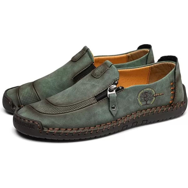 Lazzy Mens Loafers Casual Slip On Leather Shoes Dress Oxfords Lightweight Walking Driving Shoes for MenGreen