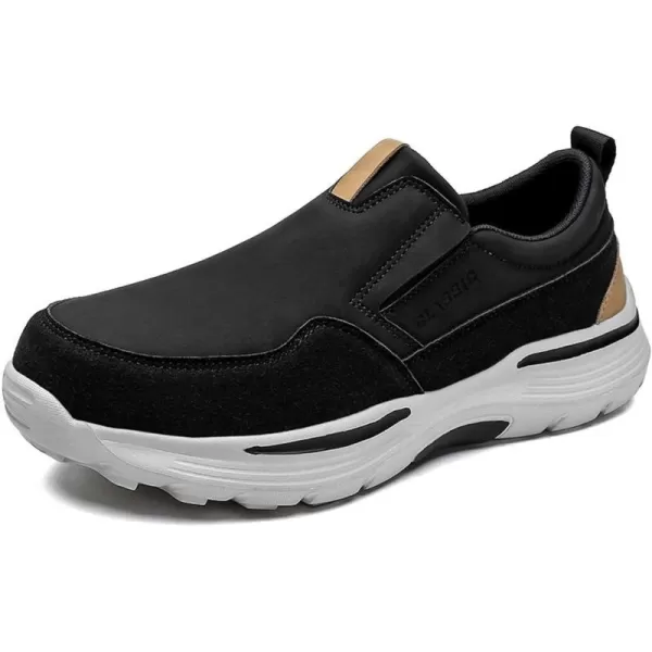 Lazzy Mens Shoes Casual Slip On Shoes Comfortable Loafers Leather Boat Shoes Fashion Dress OxfordsBlack