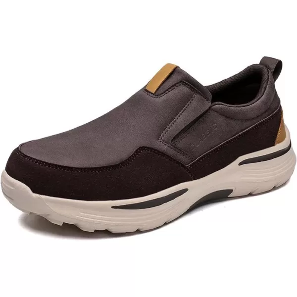 Lazzy Mens Shoes Casual Slip On Shoes Comfortable Loafers Leather Boat Shoes Fashion Dress OxfordsBrown