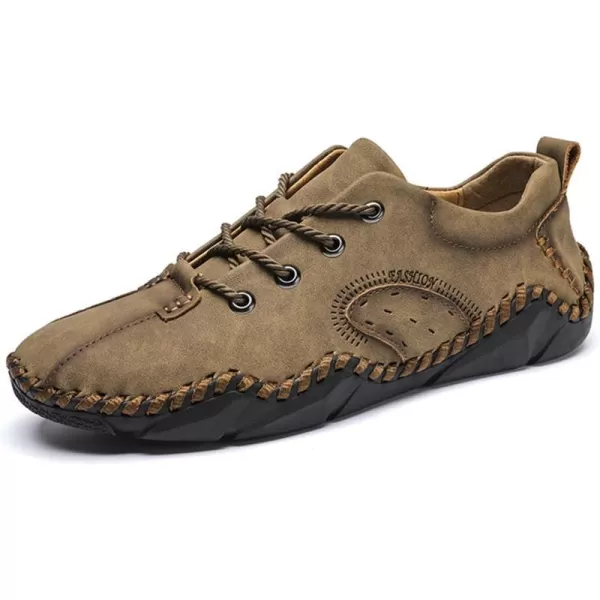 Lazzy Mens Slip On Loafers Lace Up Casual Shoes Leather Oxfords Sneakers Walking Shoes for MenKhaki