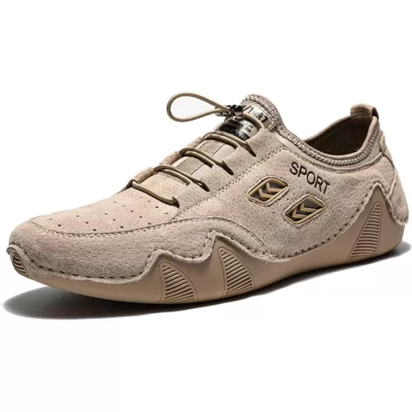 Lazzy Mens Slip On Sneakers Loafers Breathable Walking Shoes Low Top Lace Up Casual Shoes for Men LightweightKhaki