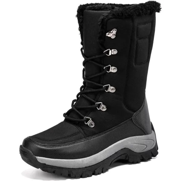 Lazzy Snow Boots for Women Warm Winter Boots Waterproof Lace Up MidCalf Booties Winter Walking Shoes for WomenBlack