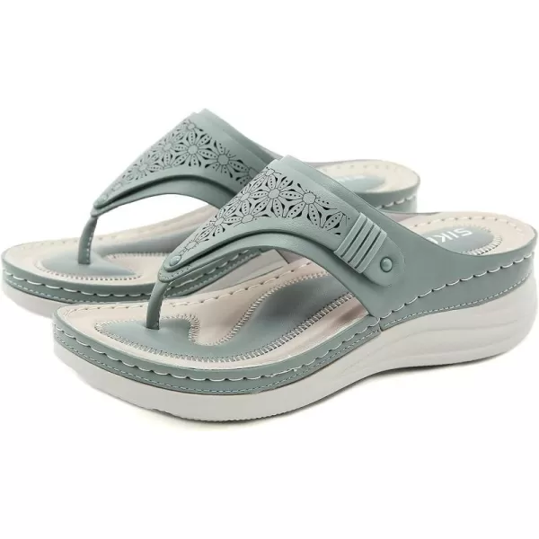 Lazzy Women Wedge Sandals Summer Casual Clip Toe Strap Sandals Platform Flip Flops Slip On Slides Beach Outdoor Walking Sandals for Holiday Daily Wear Size 511 USGreen