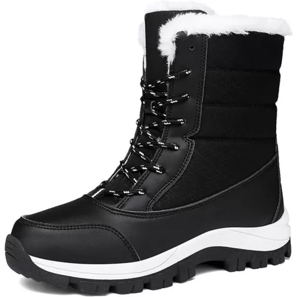 Lazzy Womens Snow Boots Warm Winter Boots AntiSlip Mid Calf Booties Winter Shoes for WomenBlack1