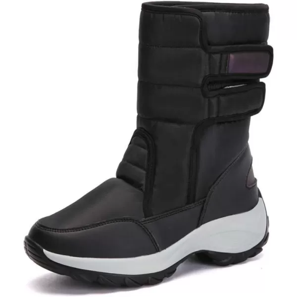 Lazzy Womens Warm Snow Boots Winter Mid calf Snowmobile boots AntiSlip Winter Outdoor Walking ShoesBlack