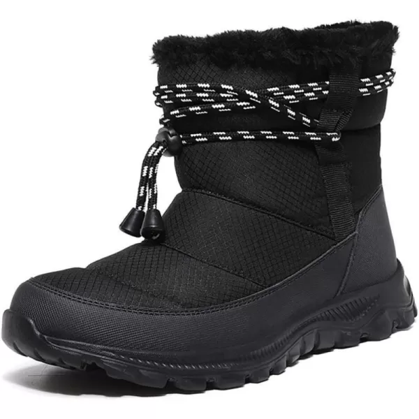 Lazzy Womens Warm Snow Boots Winter Mid calf Snowmobile boots AntiSlip Winter Outdoor Walking ShoesBlackc